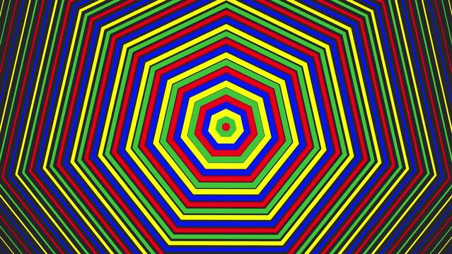 Bold decagon star simple flat geometric on dark grey black background loop. Starry decagonal radio waves endless creative animation. 