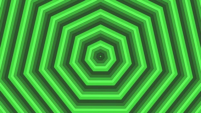 Green bold circles simple flat geometric on dark grey black background loop. Rounds decagonal radio waves endless creative animation. Rings seamless motion graphic backdrop. Sphere radar sonar design.