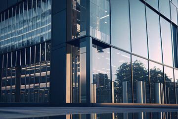Obraz na płótnie Canvas Corporate office glass buildings, Generative AI