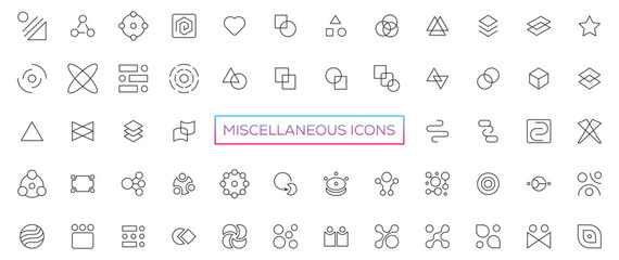 Fototapeta na wymiar Miscellaneous icons- thin line web icon set. Outline icons collection. Simple vector illustration