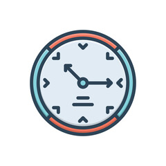Color illustration icon for clock