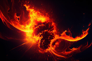 Fototapeta premium Abstract fire background, Generative AI