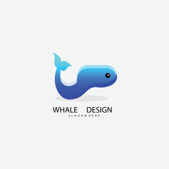 whale cute design gradient vector logo
