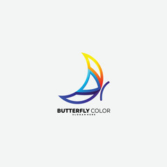 Obraz premium butterfly line design gradient colorful