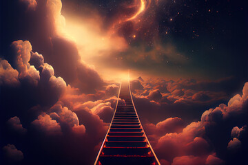 Stairway to Heaven, concept of God, ethereal, Generative AI
