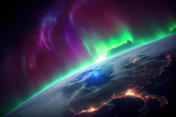 A magnificent Aurora Borealis landscape background, Generative AI