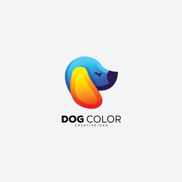 head dog logo design gradient template