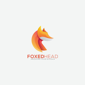 head fox design gradient logo color