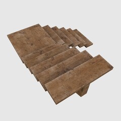 Top View Of Wooden Stair Isolated In White Background