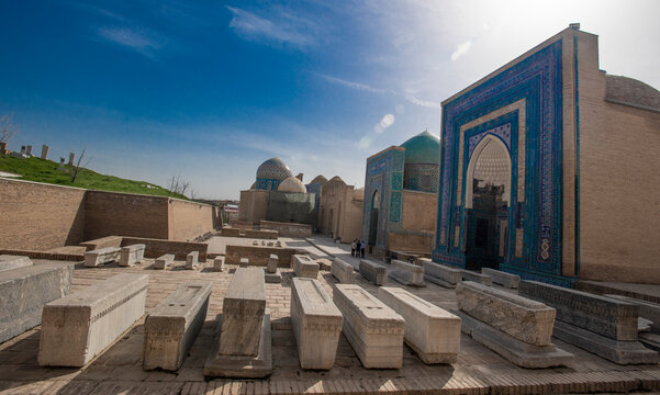 Shah-I-Zinda memorial complex, necropolis in Samarkand, Uzbekistan. UNESCO World Heritage