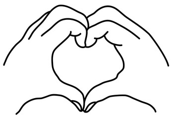  Valentine love heart hands gesture doodle line art