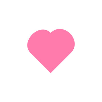 Vector image, pink heart icon isolated, close-up on a white background. Graphic design.