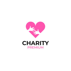 Flat love hand charity give help for humanity concept design illustration