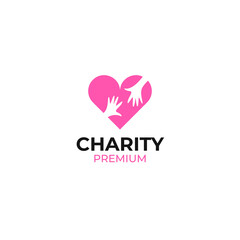 Flat love hand charity give help for humanity concept design illustration