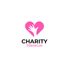 Flat love hand charity give help for humanity concept design illustration