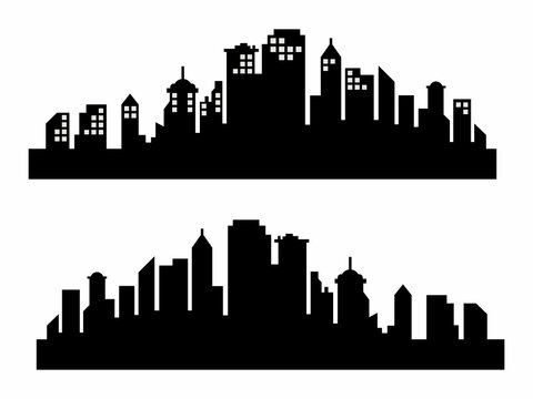 Building silhouette cityscape. Modern flat city architecture. urban city landscape. Illustrations.