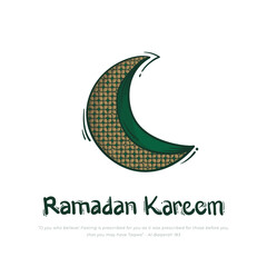 Ramadan crescent moon with simple ornament in green design for ramadan template