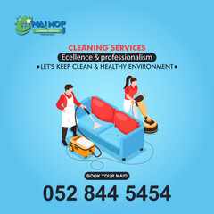 Cleaning service with professional equipment during work An employee of a professional cleaning service in overalls washes the glass of the windows of the facade of the building.