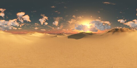 Panorama of sandy desert, Environment map, HDRI, equidistant projection, Spherical panorama, panorama 360, 3d rendering