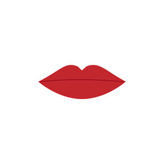 Vector image of red, scarlet lips, smile isolated, close-up on a white background. Graphic design.