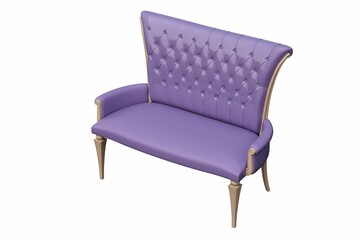 sofa isolated on white background, interior furniture, 3D illustration, cg render