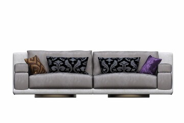 Obraz premium sofa isolated on white background, interior furniture, 3D illustration, cg render