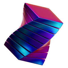 Holographic 3d Shape. Abstract Shapes Illustration.