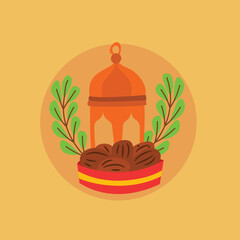 islamic ramadan kareem stickers set illustration