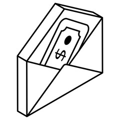 Conceptual flat design icon of money envelope 