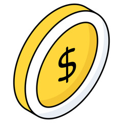 Modern design icon of dollar coin 