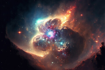 Fototapeta na wymiar Nebulae, wonder in the universe - Generative AI