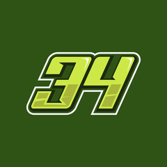 Racing number 34 logo design vector