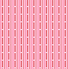 Seamless Saint Valentine pattern with red hearts on white and pink background. Decorative vector wallpaper. good for print on fabric or paper
