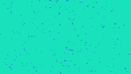 Falling pointed blue stars on green background. Festive background. Copy space for greet Mother Day, Father Day, Valentine's Day, Declaration of Love, Christmas. 3D render