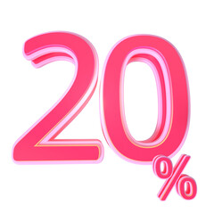 Fototapeta premium Pink number 20% 3d number