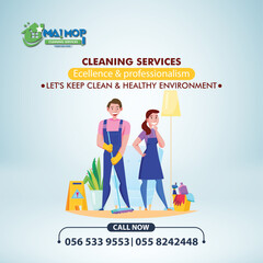 Cleaning service with professional equipment during work An employee of a professional cleaning service in overalls washes the glass of the windows of the facade of the building.