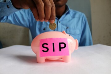 Concept of monthly SIP or systematic investment plan. Systematic investment plan.