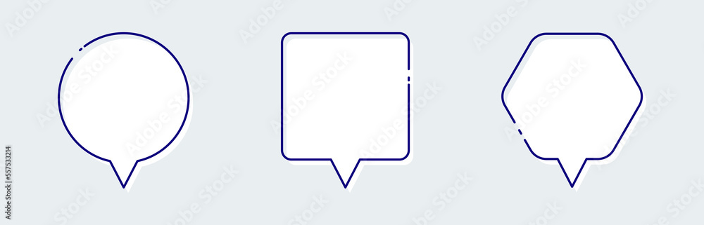 Poster chat bubble with retro design style. minimal blank chat boxes sign.