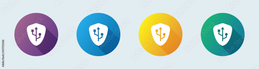 Poster secure usb solid icon in flat design style. data transfer signs vector illustration.
