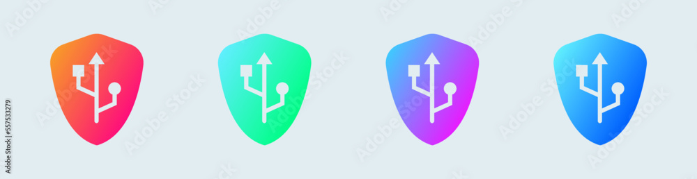 Poster secure usb solid icon in gradient colors. data transfer signs vector illustration.