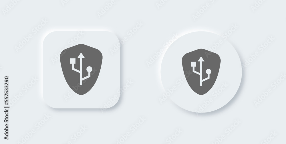 Poster secure usb solid icon in neomorphic design style. data transfer signs vector illustration.