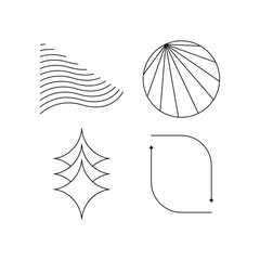 Set of minimalistic monoline shapes. Abstract thin line vector collection of various shapes.