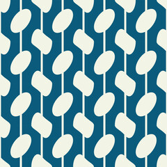 Retro pattern with ovals blue color. 70s