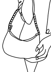Fototapeta na wymiar One continuous line drawing, women shoulder bags