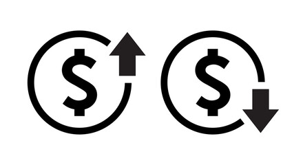 Dollar price up down icon vector in line style