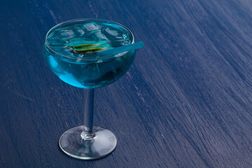 Blue alcoholic cocktail for the menu bar or restaurant