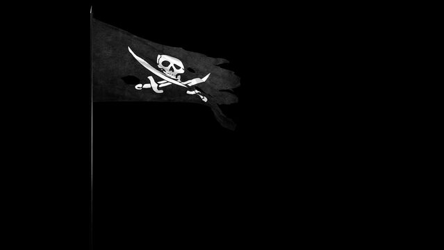 Mast of a ship with a pirate flag