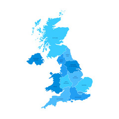United Kingdom UK Regions Map with Editable Outline Vector Illustration
