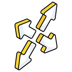 A unique design icon of four Direction arrows 