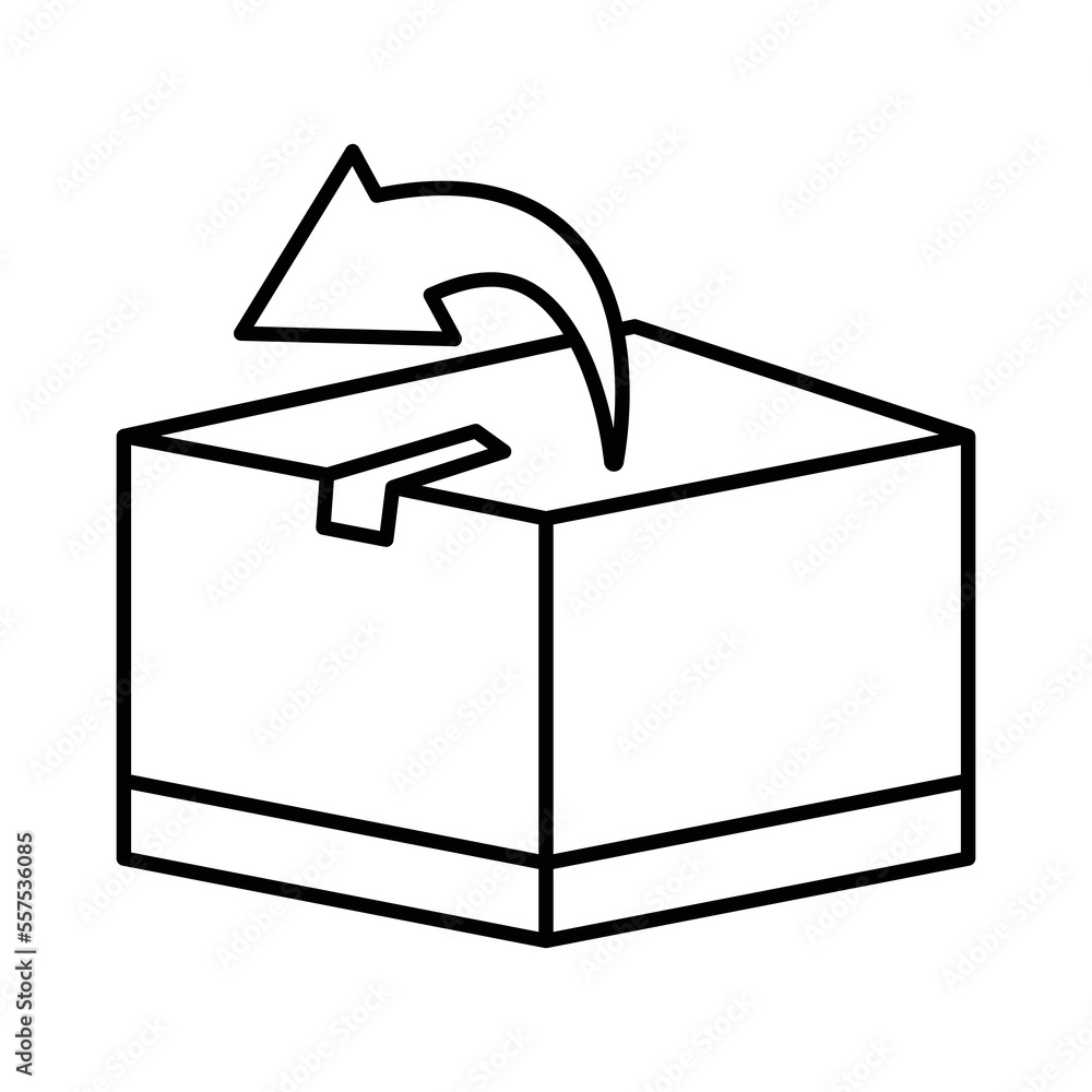 Poster cargo box icon illustration with left arrow. suitable for return icon. icon related to logistic, del